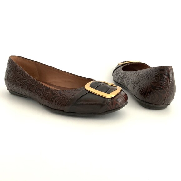 Nurture by Lamaze Flats Women Size 6M Brown Swan Leather Embossed Brazil - Picture 3 of 11